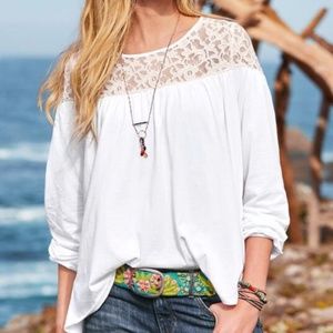 Sundance Dream Come True Lace and Cotton Blouse